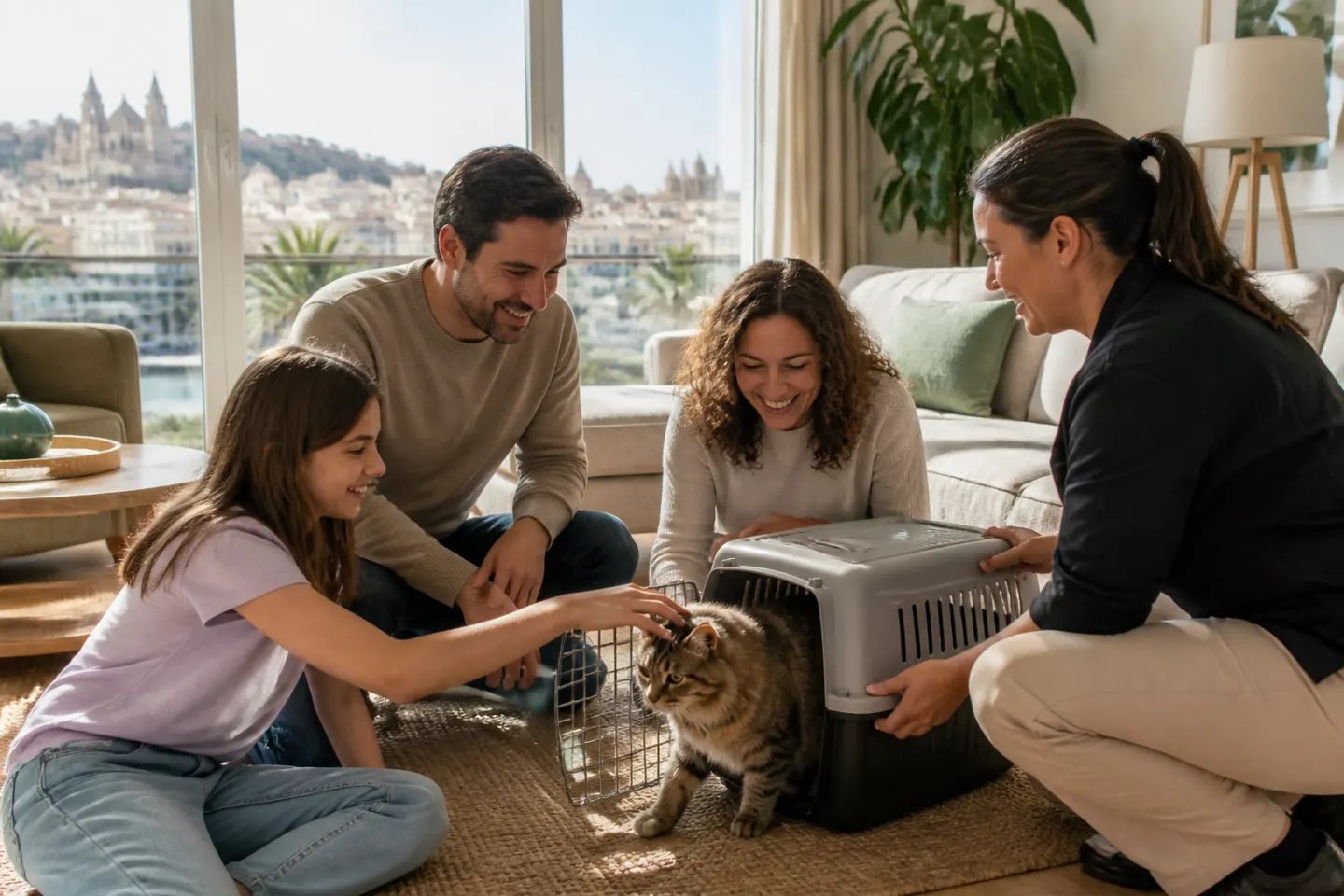 Entrega segura de una mascota a su familia